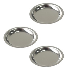 Stainless Steel Tea Bag Coasters, Round Mini Tray for Tea and Wine, 3-Piece Set, Silver