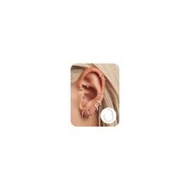 Adramata 10 Pieces Piercing Ear Stainless Steel Nose Piercing Ring 16G/18G Cartilage Hoop Earrings for Women Men 6-12 mm Helix Earrings Septum Couch Daith Lip Tragus Piercing Set Gold/Silver