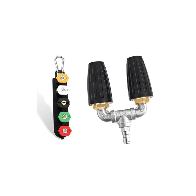 Dual Turbo Nozzle Pressure Washer,Power Washer Tips Set,360°Rotating Turbo Nozzle