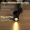 YaeCCC 4Pack Dimmable 360° Angle LED Mini Spotlight Jewelry Display