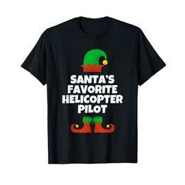 Santas Favorite Helicopter Pilot Hat Christmas Funny Pj T-Shirt