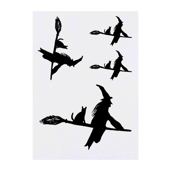 4 x 'Witch On A Broomstick' Temporary Tattoos - Water
