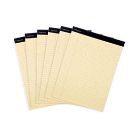 Mintra Office Legal Pads - ((BASIC CANARY 6pk, 8.5in x 11in, WIDE RULED)) - 50 Sheets per Notepad, Micro perforated Writing Pad, Notebook Paper for School, College, Office, Business