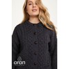 Irish Aran Wool Lumber Jacket Cardigan Sweater (Charcoal Grey, XX-Large)