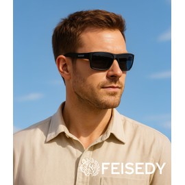 FEISEDY Polarized Sunglasses Readers for Men UV400 Protection TR90 Wrap Sports Outdoor Reading Sunglasses Fishing Driving B2379 Black,2.0x