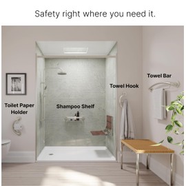 HEALTHCRAFT Plus 2-in-1 Towel Ring & Grab Bar (14 Inch) | ADA Compliant Bathroom Safety Grab Bar for Seniors, Wall-Mounted, Supports Up to 500 lbs, Brushed Stainless Steel