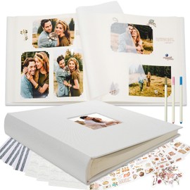 Vienrose Premium Scrapbook Photo Album with Writing Space 12"x12", DIY Scrapbook Album with 60 Pages, Large Photo Book for Baby Family Travel Vacation, White