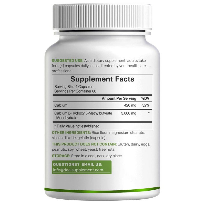 Ultra Strength HMB Supplements 3,000mg Per Serving, 240 Capsules |