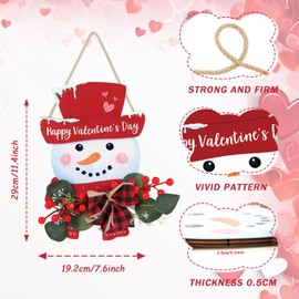 LHIUEM Buffalo Plaid Snowman Valentines Day Ornaments(8”X11”)Lighted Snowman Valentines Day Outdoor Decorations Vintage Happy Valentines Day Wood Decor Valentine Door Wreath Hanger for Farmhouse Porch
