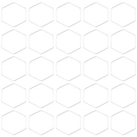 Shapenty Brass Hexagon Beading Hoop Earring Open Bezel Pendant Hollow Frame Charms Linking Ring Bulk for Necklace Jewelry Making Women Girl Gift DIY Craft, 80PCS (Silver)