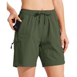 Willit Women's Shorts Hiking Cargo Shorts Quick Dry Golf Active Athletic Shorts 7" Lightweight Summer Shorts with Pockets Army Green XL