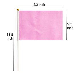 25 Pack Pink Stick Flags,Hand Held Small Mini DIY Solid Flag On Stick,8.2x5.5 Inch Outdoor Decoration,Party Decorations,Supplies for Parades, Festival Events Celebration