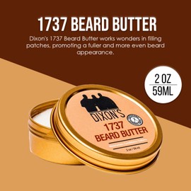 Dixon's 1737 Beard Butter, Beard Care with Moisturizing Balm, Patches Filling Dry Beard Solution, Paraben, Sulfate, and Petroleum-Free for Natural Grooming Bliss, (2oz)