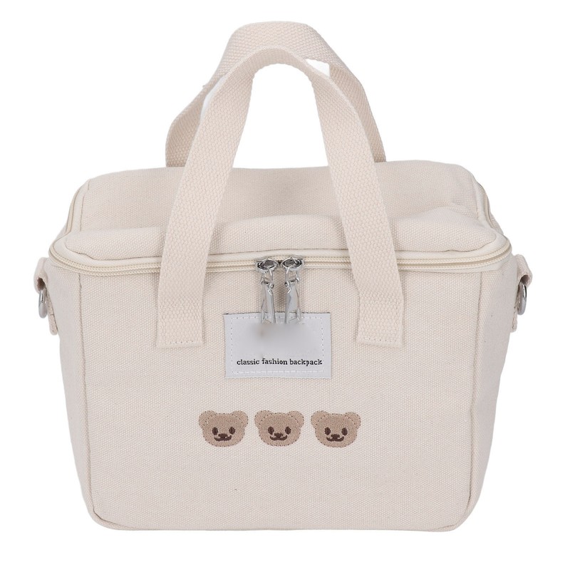 Diaper Shoulder Bag Oxford Cloth Large Capacity Embroidery Bear Pattern