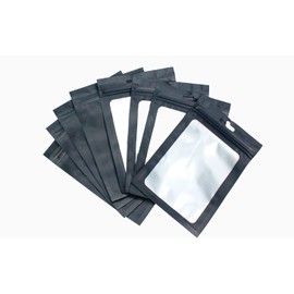 250 Pack Resealable Smell Proof Mylar Bags, Matte Black with Clear Window- Heat Sealable, Air Tight Seal, 4 x 6 Inch