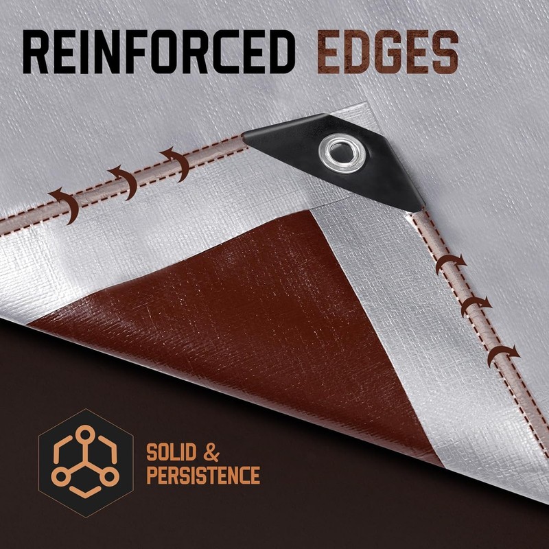 30x30 FT Tarp Waterproof, 16 Mil Tarps Heavy Duty Waterproof