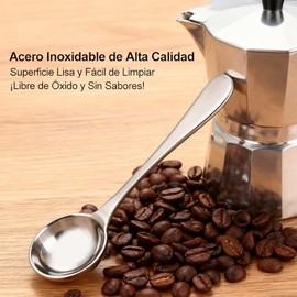 Cuchara Medidora de Acero Inoxidable para t y caf, Cuchara Medidora de caf con Mango Largo, Accesorio de Cocina para el Hogar y el caf (15ML)         