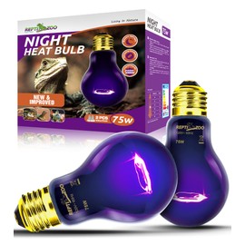 REPTI ZOO 75W Reptile Heat Lamp 2Pack Reptile Night Heat Bulb Night Heat Lamp Without UVA for Turtle Bearded Dragon Gecko Lizard and Snake E26/E27 Purple