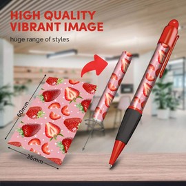 Destination Vinyl ltd Beautiful and comfortable Red Ballpoint Pen (Black Ink) - Strawberry Fruit Pattern Healthy Eating Food #46336