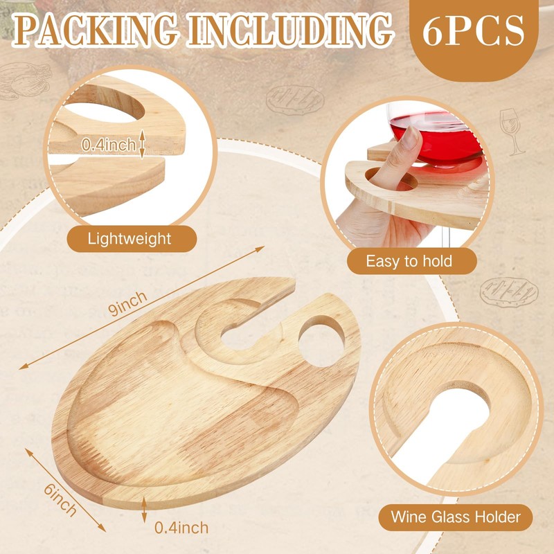 SiliFine 6 Pcs Wine Appetizer Plates with Wine Glass Holder