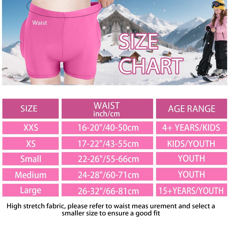 RIDBIKER Kids Butt Pad Shorts, Youth Child Hip Protection Pads,
