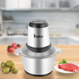 Meat Grinder, Electric Food Chopper (2L 350W), Stainless Steel Kitchen Food Processor for Meat, Vegetables, Fruits and Nuts, with 304 Stainless Steel Cup