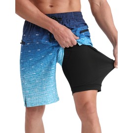 APTRO Men's Swim Trunks with Compression Liner Bathing Suit Quick Dry Swim Shorts MP336 1XL