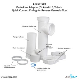 Drain Line Adapter (DLA) with 3/8-inch Quick Connect Fitting for Reverse Osmosis filter (ET109-002, 9-38QC, DLA-9)