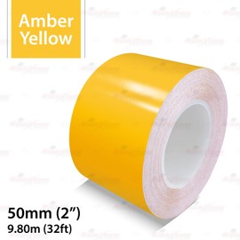 32ft 9.80m Self-Adhesive Vinyl Pin Stripe Line Decal Sticker Tape - AMBER YELLOW, 2.0" | 50mm. Suitable for Cars, Vans, Motorcycles, Bikes, Models, Tuning & Styling, and much more