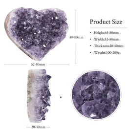 mookaitedecor Natural Amethyst Druze Heart Shape Crystal Druzy Segment, Raw Stone Heart Stone Minerals Healing Stones for Meditation and Decoration, 0.22-0.44 lb