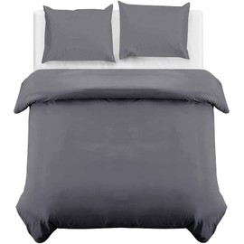 MOONLIGHT20015 Double Duvet Cover - Grey Solid Soft Double Bedding Duvet Cover Set with 2 Matching Pillowcases