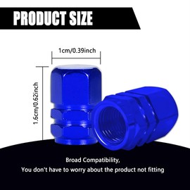 Tecledsn 4Pcs Car Tire Valve Stem Caps, Tire Valve Caps, Aluminum Tire Caps, Car Accessories Corrosion Resistant Leak-Proof Tire Air Cap Set Universal for SUV, Truck, Motorcycle, Bike (Blue)
