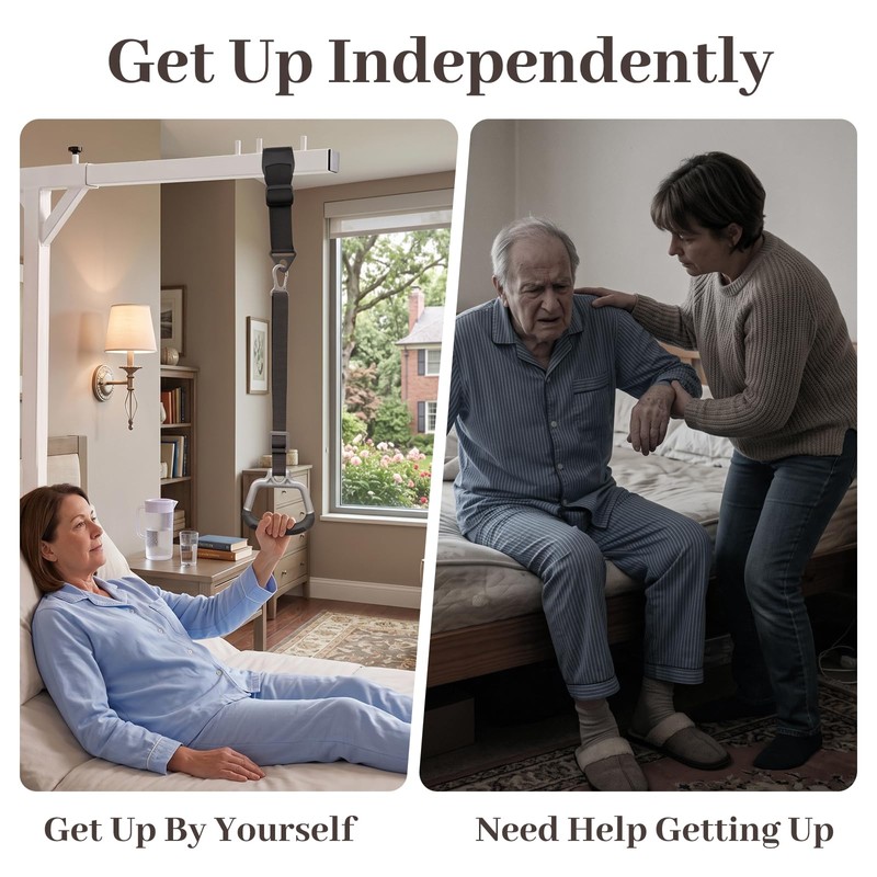 Bedside Trapeze Pull Handle,Bed Trapeze for Elderly Pull Up (Double