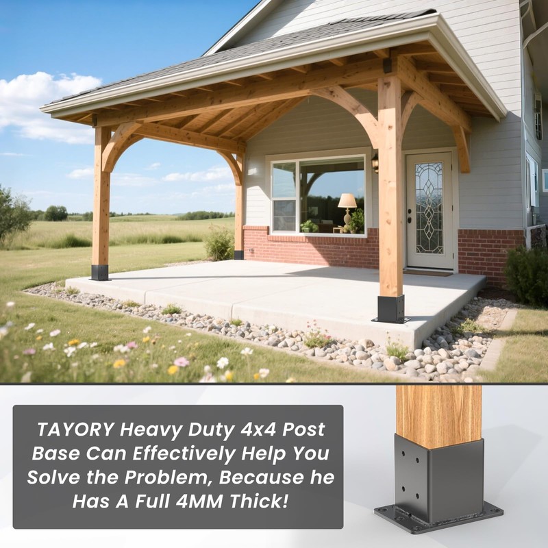 TAYORY 4x4 Post Base 4 Pcs, (Inner Size:3.6"x3.6") Heavy Duty