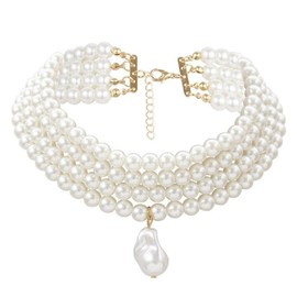 Multilayer Pearl Necklace Vintage Imitation Pearl Choker Necklace Multi Strand Pearl Choker Necklace Wedding Jewelry