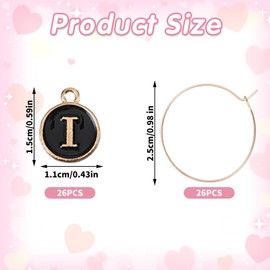 Ymapinc 26 Letters Black Wine Glass Charm Rings, Initial Wine Charms Ring Tags for Stem Glasses, Classy Marker Champagne Party Club Decorations