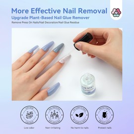 SAVILAND Nail Glue Remover: Quick Gel Glue Remover for Press On Nails Acrylic Removal Glue On Nails with Cuticle Pusher Castor Oil Vitamin E Manicure Fork Easy to Use Home Salon