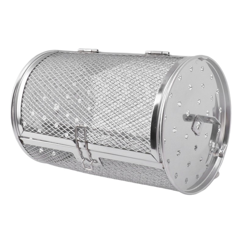 Rolling Grilling Basket Stainless Steel Grill Cage Round Stainless Steel