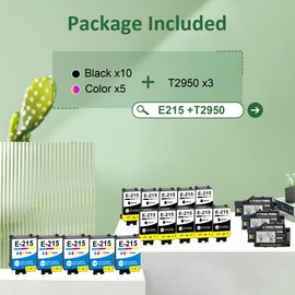 Nalifystic Remanufactured T215 Ink Cartridges 15 Pack Replacements and 3 Pack Maintenance Box Remanufactured T2950 Combo Pack for WF-100, WF-110, EC-110 Printers