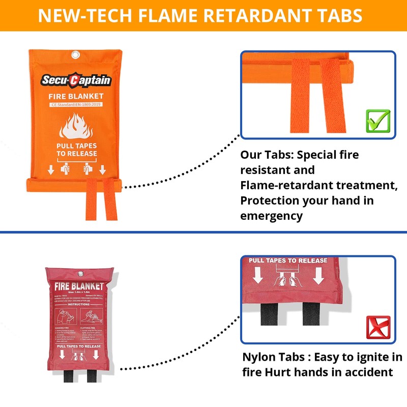 SecuCaptain Emergency Fire Blanket for Home and Kitchen - 40"x40"