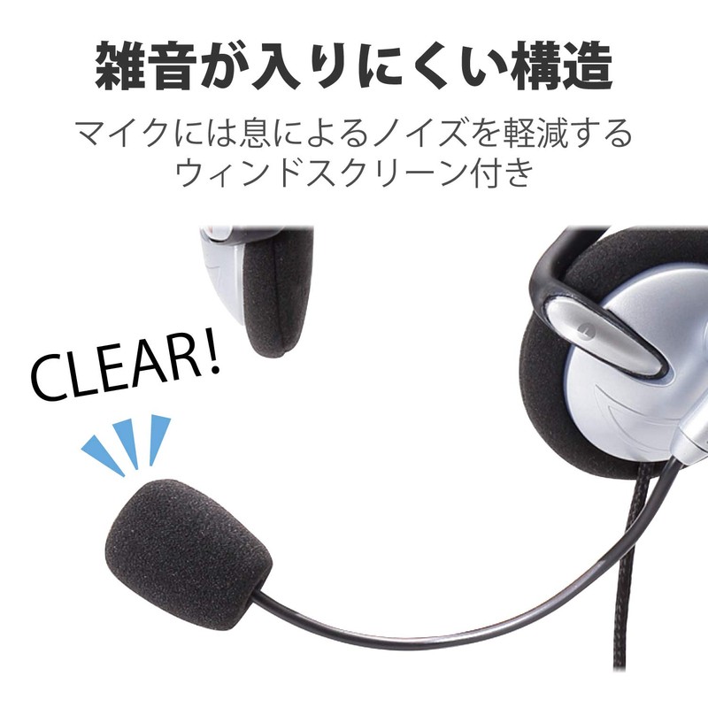Elecom HS-NB05TSV Headset, Microphone, 4 Pole, Binaural, Neckband, Durable Cord,