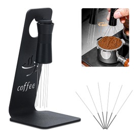 Foyucool WDT Tool Adjustable, Espresso Needle with 6 Replacement Needles, Espresso Coffee Stirrer with Aluminium Magnetic Stand, Needle Coffee Tamper, Barista Accessories