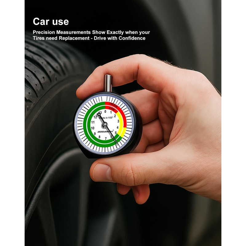 GODEOSN Truck Dial Tire Tread Depth Gauge,Reads in 1/32 Inch