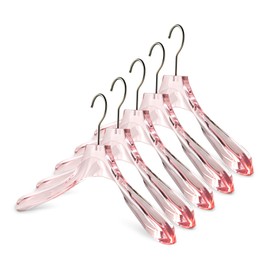Kostaverite 5 Pack Acrylic Multicolored Clothes Hangers with Durable 360 Degree Silver Hook | Premium Quality Acrylic Hangers Six Colors (Red)