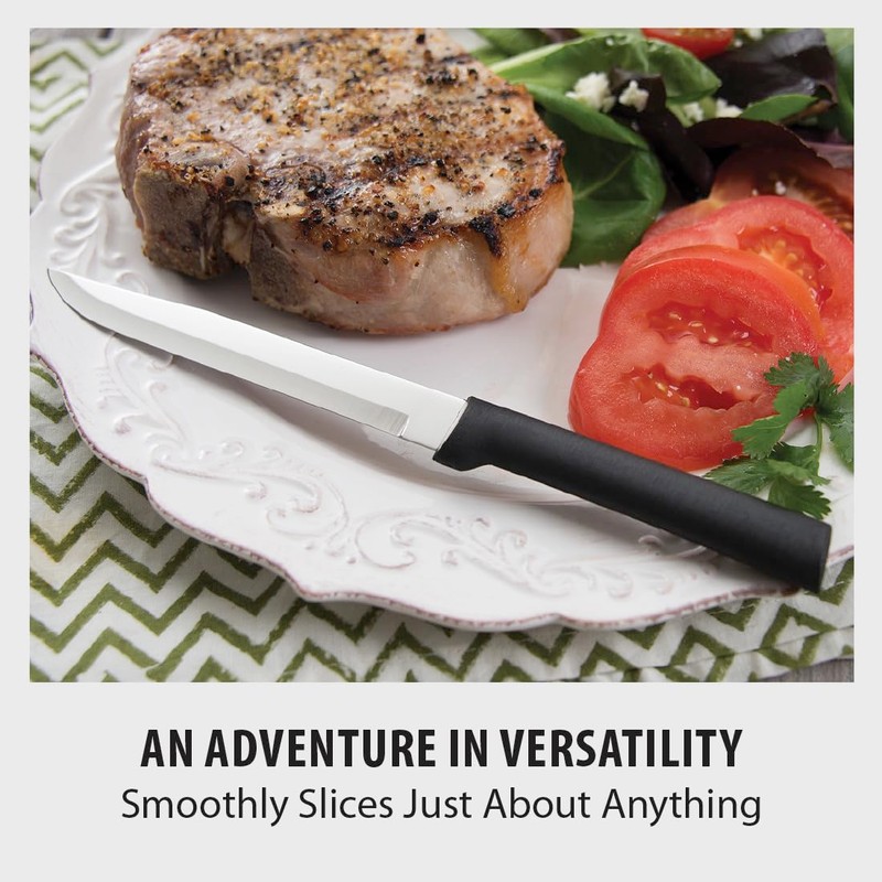 Rada Cutlery Utility Steak Knife, Black Handle, Pack of 6