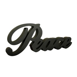 CVHOMEDECO. Matt Black Wooden Words Sign Free Standing "Peace" Desk/Table/Shelf/Home Wall/Office Decoration Art, 11 x 4-1/4 x 1 Inch