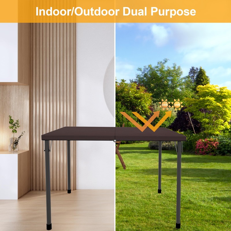 Kasunpul 34" Folding Table, Portable Square Folding Card Table with