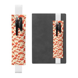 YYHWHJDE White Adjustable Pen Holder Bookmark Leather 8.3-1.8 in Suitable for Most notebooks Diaries Manuals Book Mushroom Printing