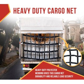 Mytee Products (42"x82") Heavy Duty Cargo Net for Pickup Truck with Ratchets & E-Track Fittings,8" by 8" Holes, Truck Bed Cargo Netting for Enclosed Trailers - E Track Accessories