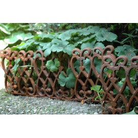 FAL Ornate Cast Iron Brown Lawn Garden Edging Edge 27.5 x 14 cm